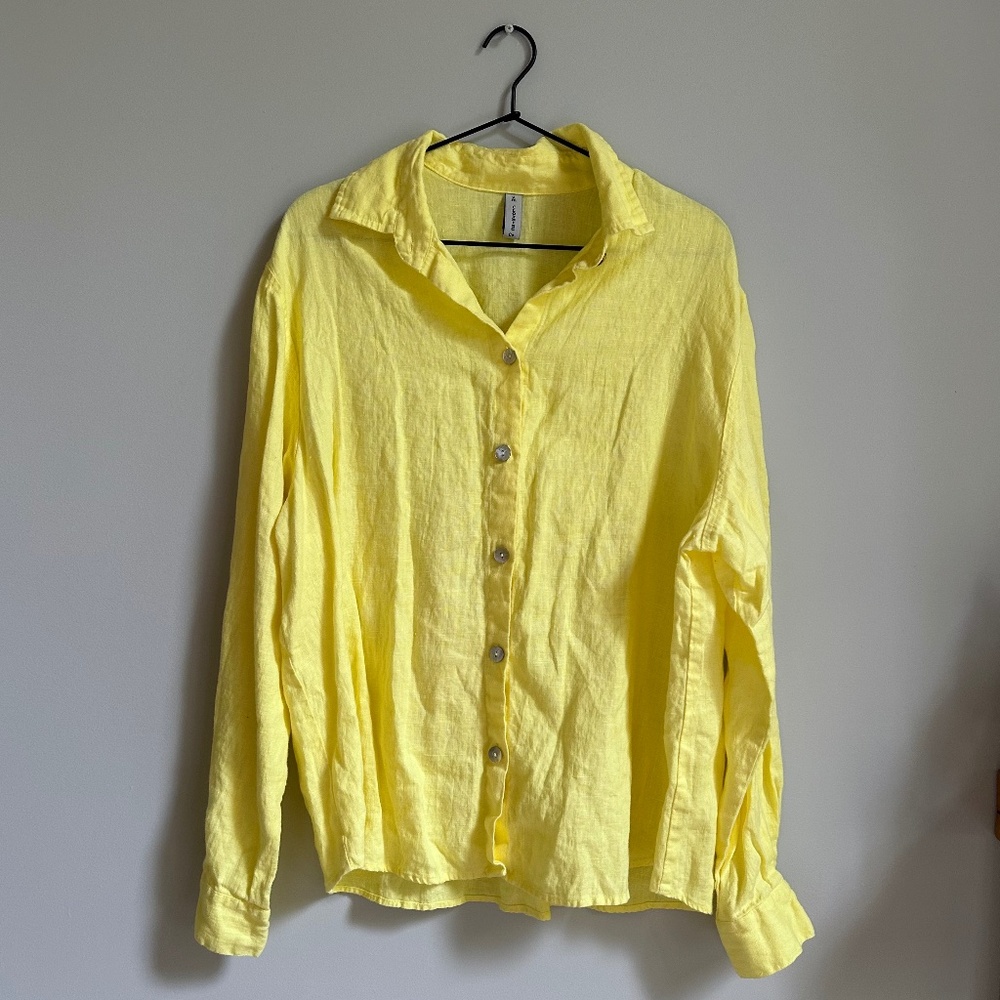 F.H. Clothing Co. Yellow Linen Button Down Shirt